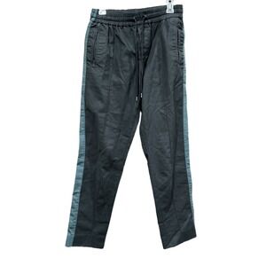 Kenzo Pants Men 27 waist Black Green Strip‎ Pull On Draw String